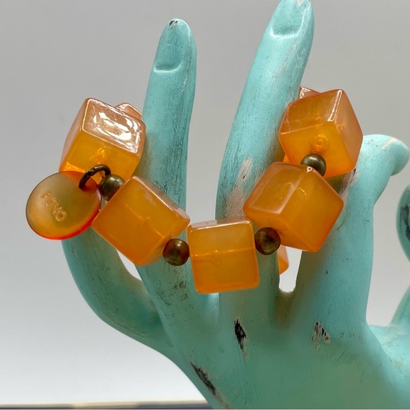 PONO Orange Square Bead Bracelet ~ HTF Unique